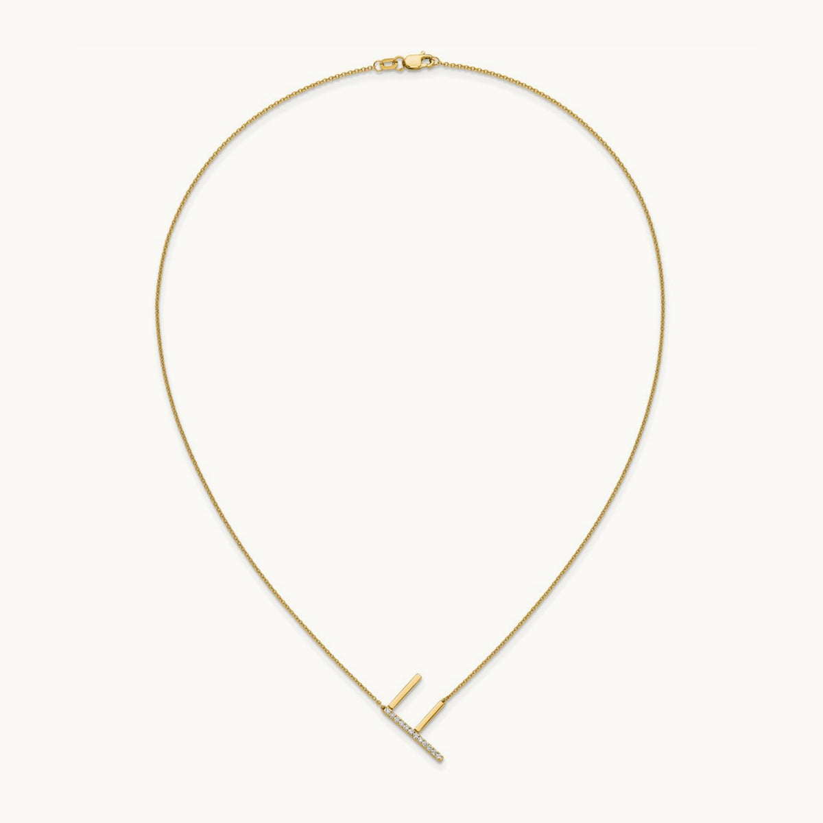 Sideways Diamond Necklace — 14K Yellow Gold, F
