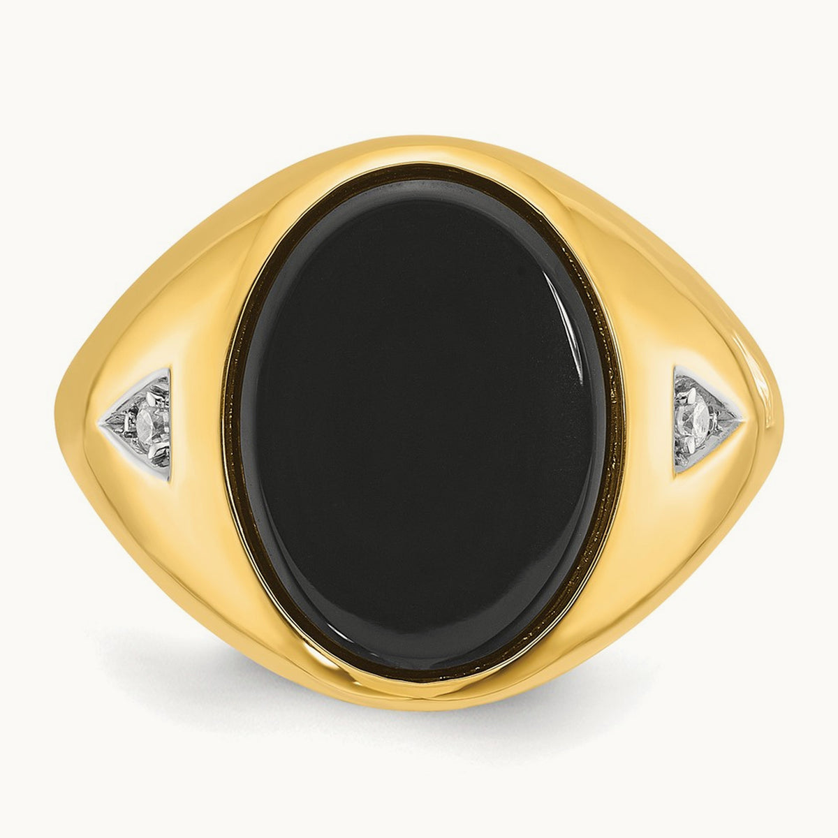 IBGoodman Men's Oval Onyx and Diamond Complete Ring, 14K