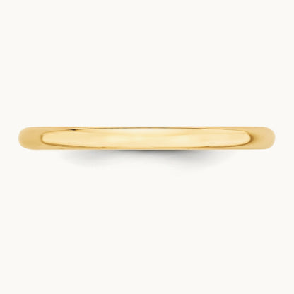Lightweight Half Round Band, 2mm, 10K Yellow Gold