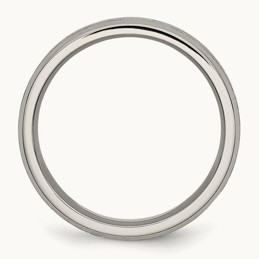 Brushed Center Beveled Edge Band, 6mm, Titanium