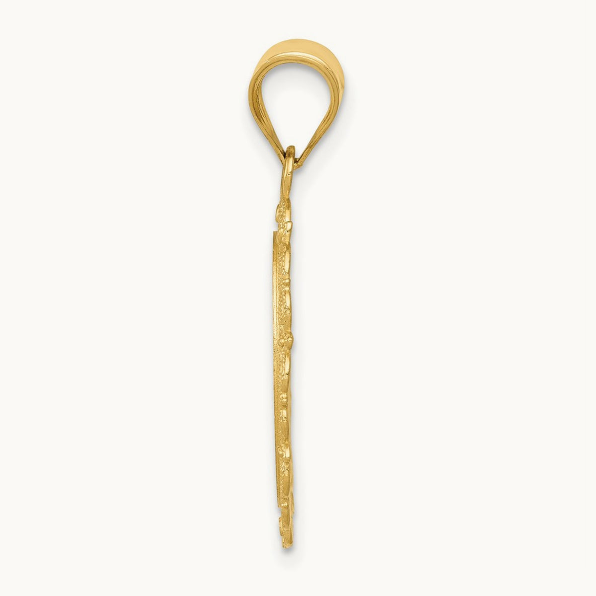 Solid Satin Polished Virgo Zodiac Oval Pendant, 14K