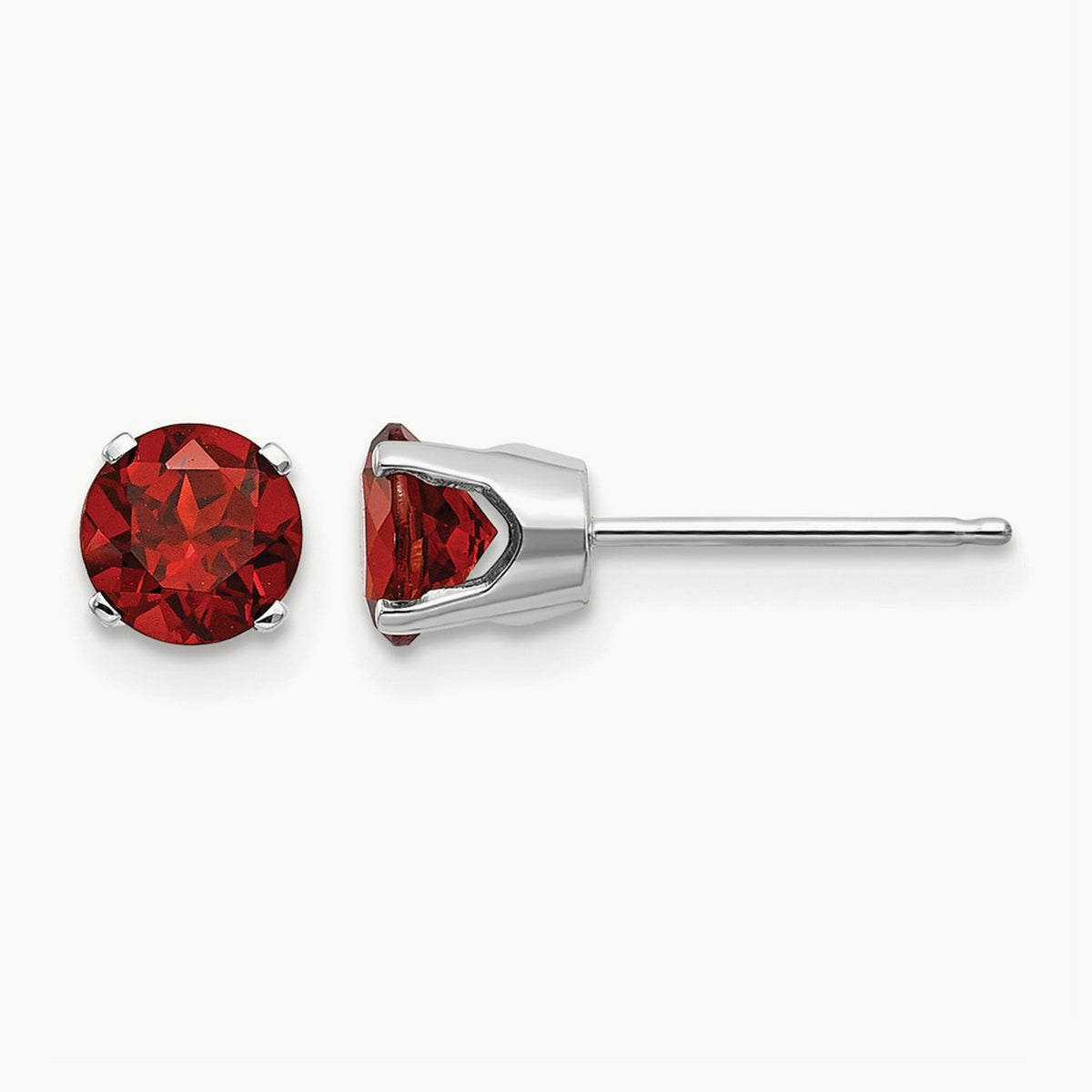 Garnet Stud Earrings — 5mm