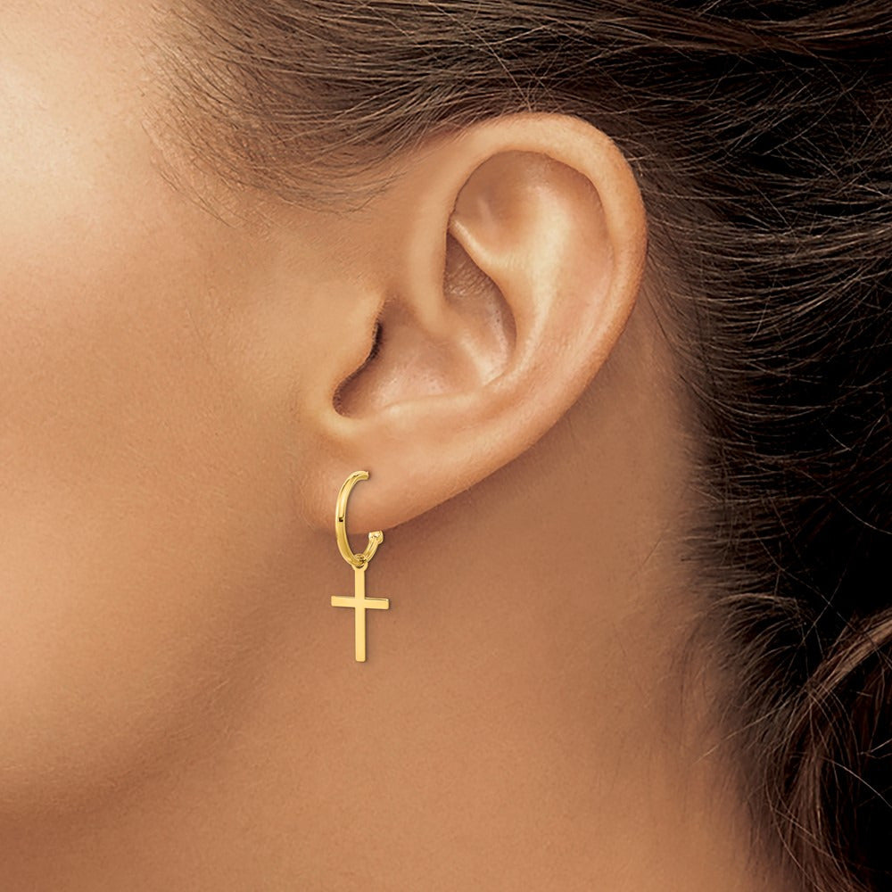 Polished Cross Dangle Earrings — photo set