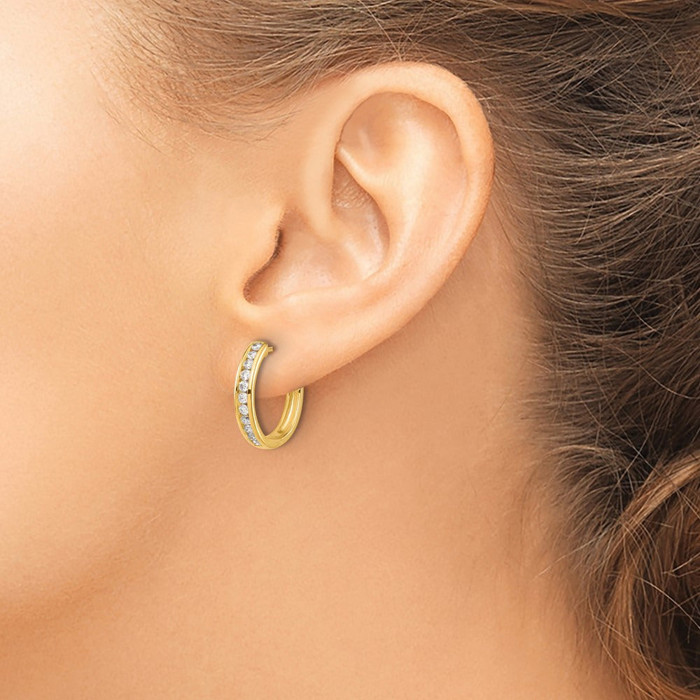 Diamond Hinged Hoop Earrings — 14K Yellow Gold