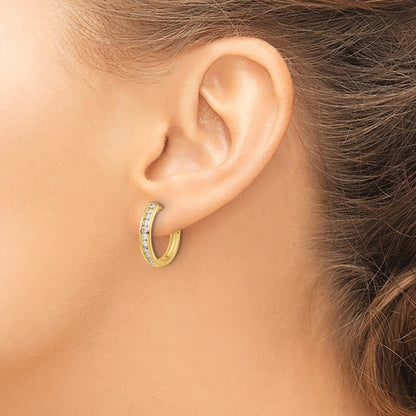 Diamond Hinged Hoop Earrings — 14K Yellow Gold