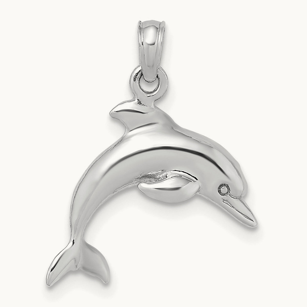 3-D Dolphin Jumping Charm — 14K White Gold