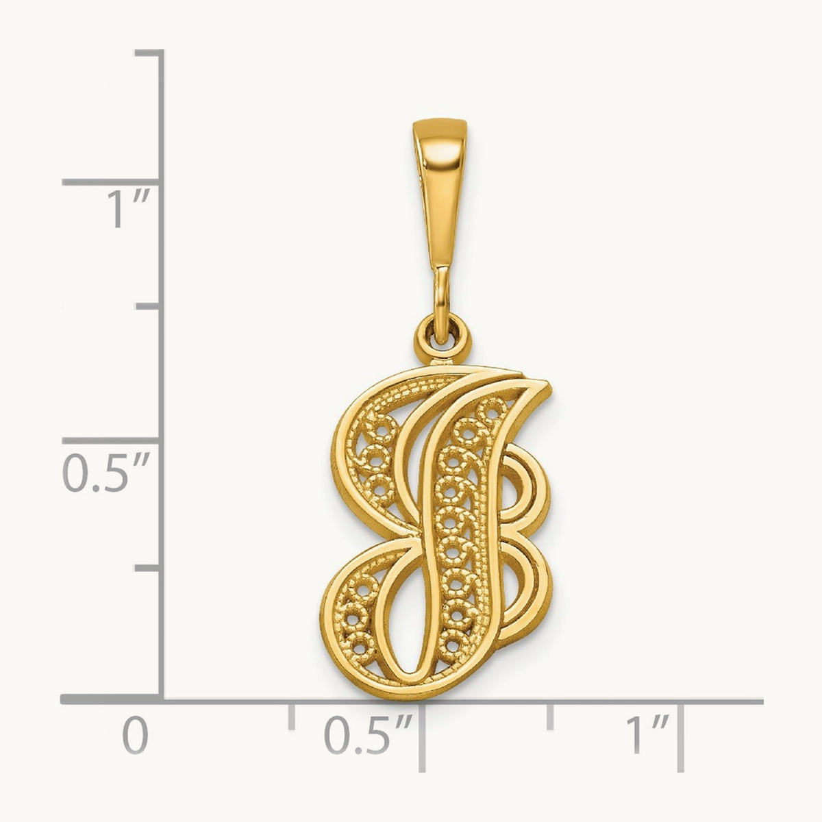 Polished Script Filigree Initial Pendant — J