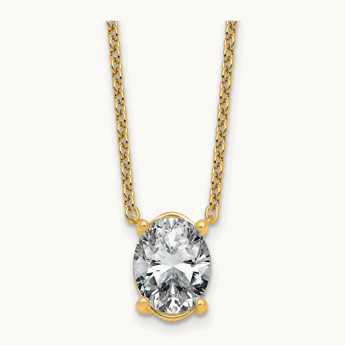 Oval Pendant Necklace, 0.25-4.00 ct tw Lab-Grown Diamond — 3 ct, 14K Yellow Gold