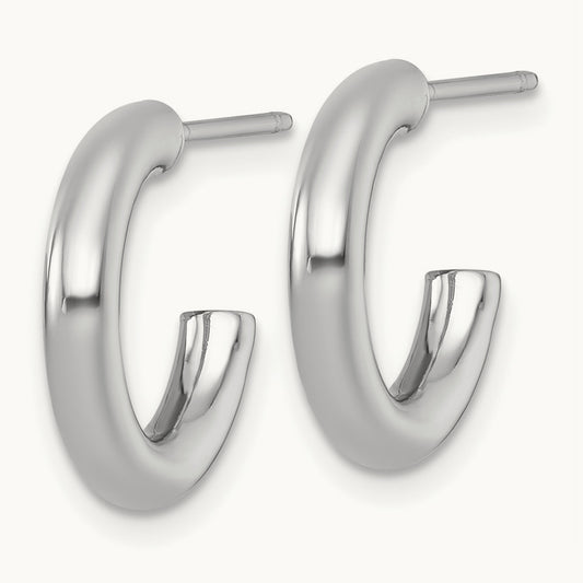 3.0 x Polished Post Hoop Earrings — 14K White Gold
