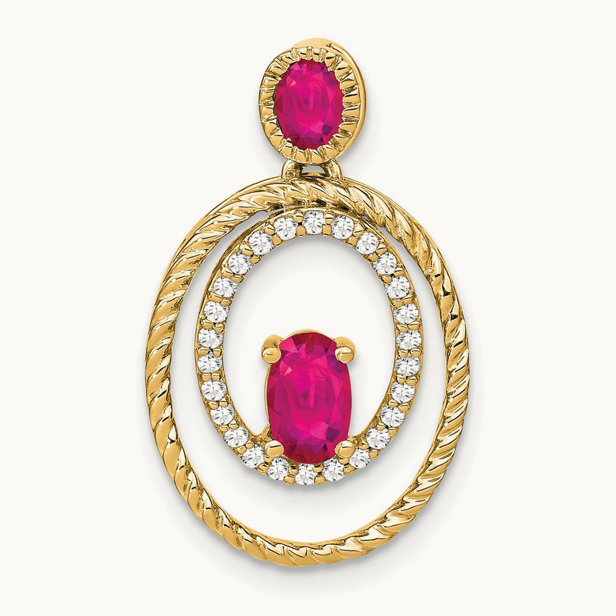 Ruby and Diamond Oval Pendant, 14K