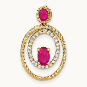 Ruby and Diamond Oval Pendant, 14K