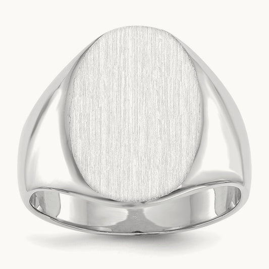 14.0x17. Closed Back Mens Signet Ring, 5mm, 14K White Gold