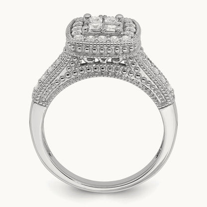 Diamond Cluster Complete Engagement Ring — photo set
