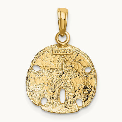 Polished Sand Dollar Charm, 14K with White Rhodium