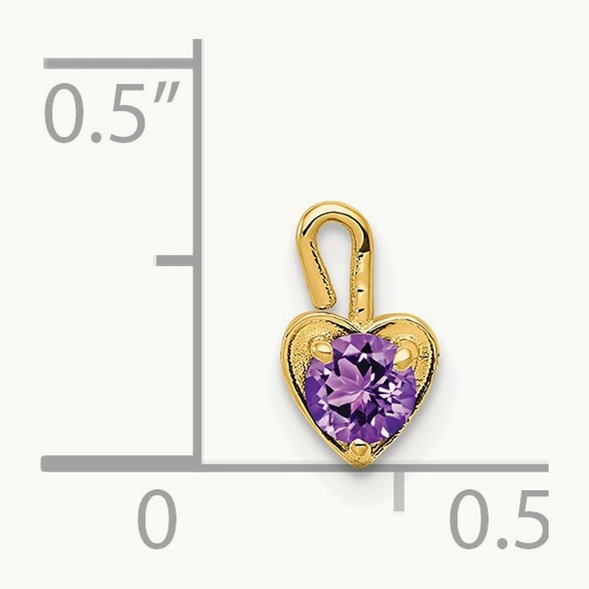 February Synthetic Birthstone Heart Charm — 14K Yellow Gold