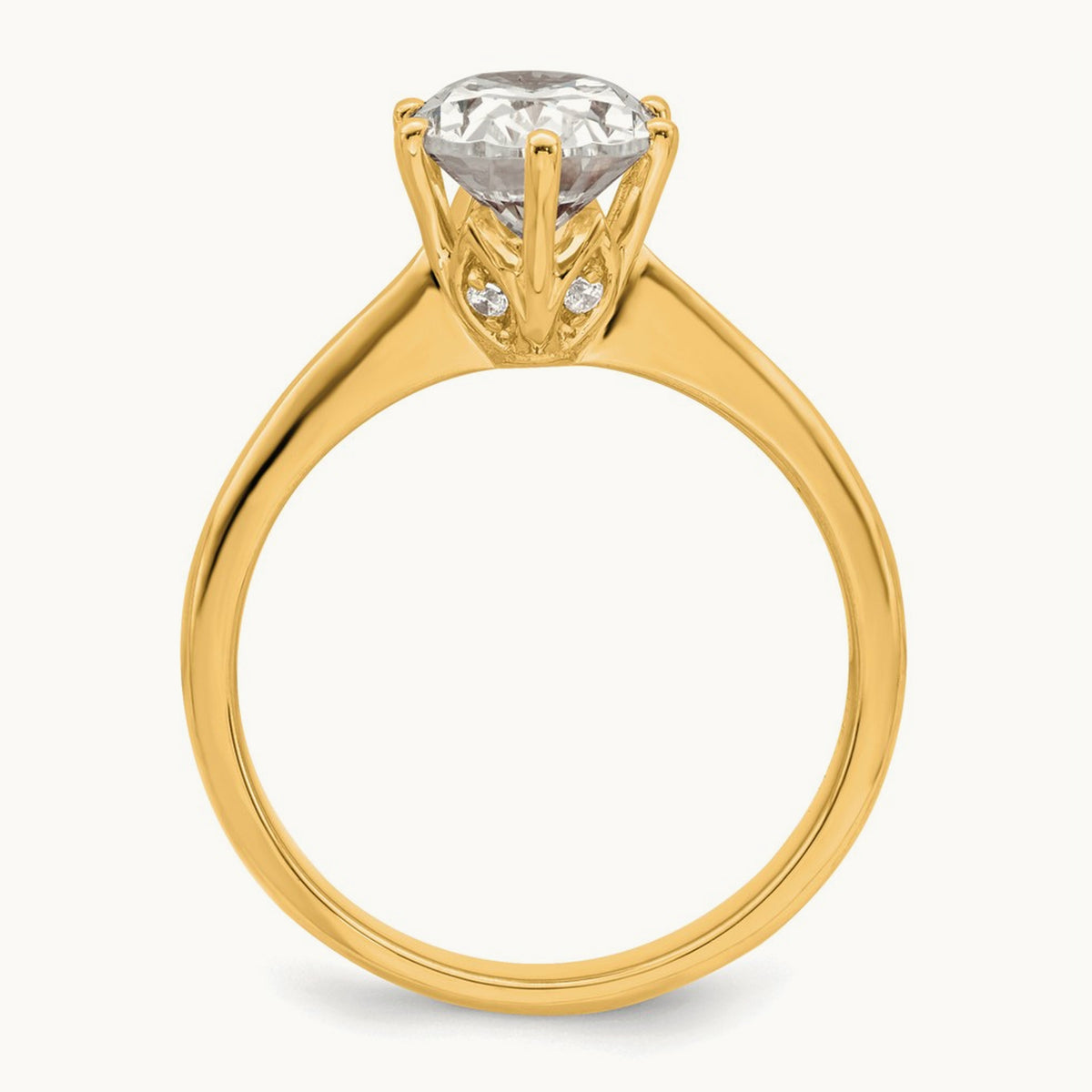 Polish 1 1/2ct Oval Leaf Design Semi-Mount Dia Ring, 14K Yellow