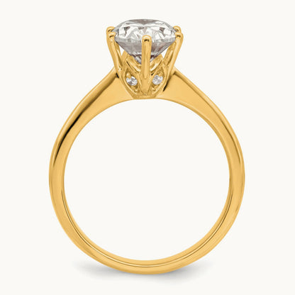 Polish 1 1/2ct Oval Leaf Design Semi-Mount Dia Ring, 14K Yellow