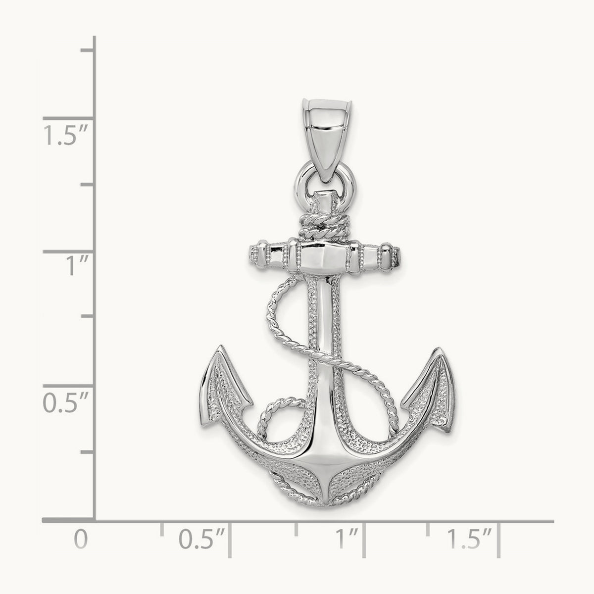 2-D Anchor with Rope Pendant in 14K White Gold
