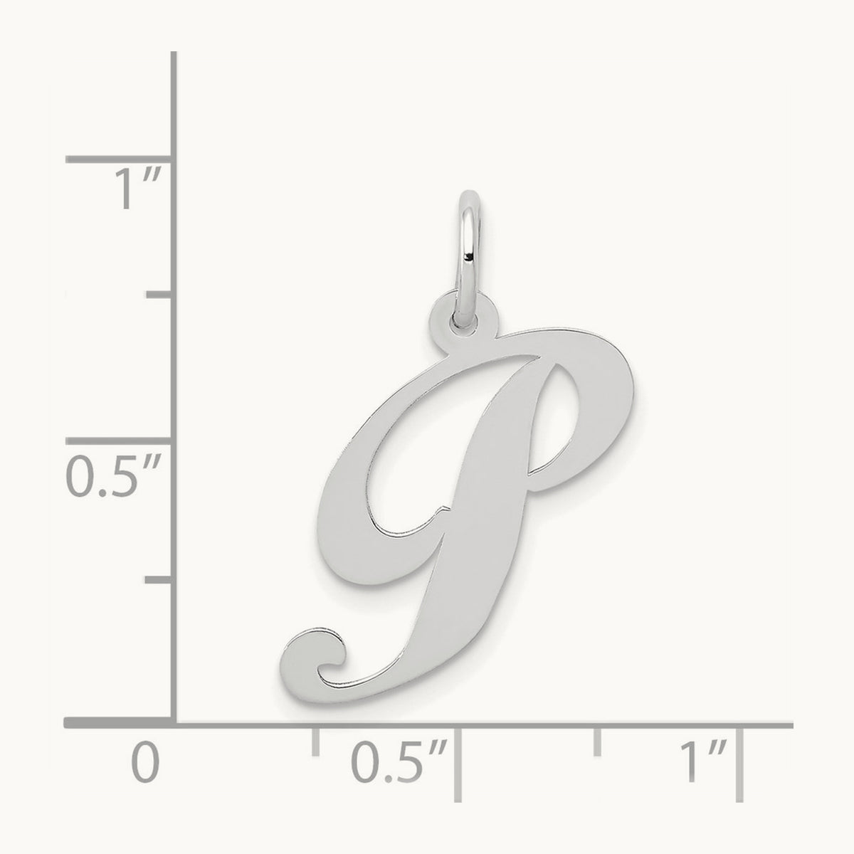 Medium Fancy Script Initial Charm — 14K White Gold, P