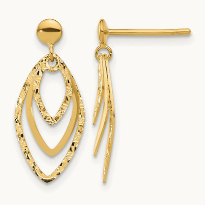 Polished Post Dangle Earrings, 14K — Leslie's