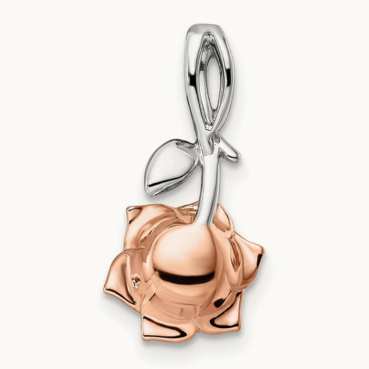& Rose Ruby Flower Pendant, 14K Two-tone White