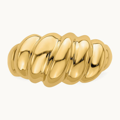 Polished Slanted Shrimp Dome Ring, 14K