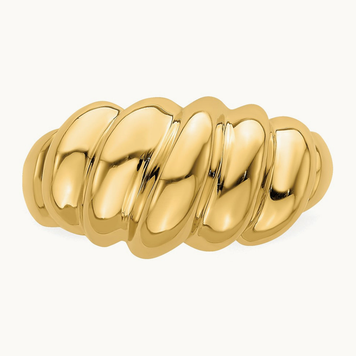 Polished Slanted Shrimp Dome Ring, 14K