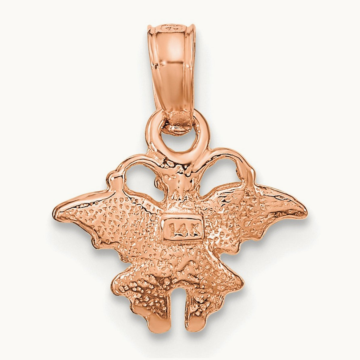 Textured Mini Butterfly Charm — 14K Rose Gold