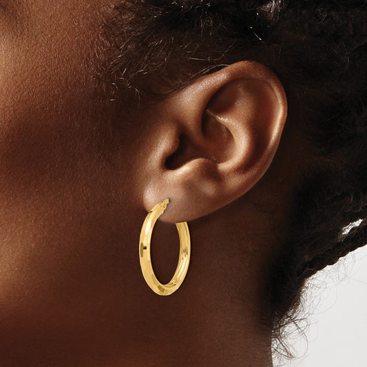 Polished and Diamond-cut Hoop Earrings — 27.75mm