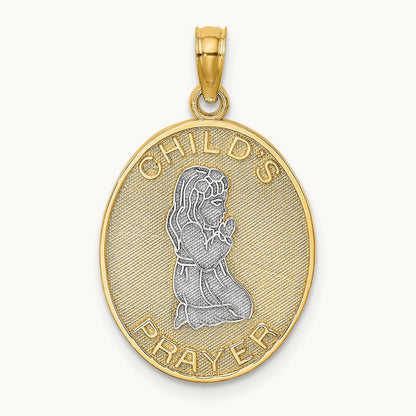 w/Rhodium Reversible CHILDS PRAYER w/Girl Charm, 14K