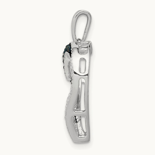1/20ct. Blue and White Diamond Heart Pendant, 14K White Gold
