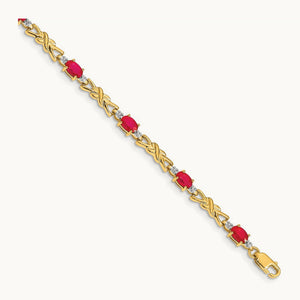 Diamond and Oval Ruby Bracelet, 14K