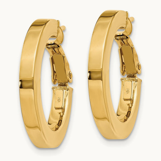 Square Tube Round Hoop Earrings, 3mm, 14K