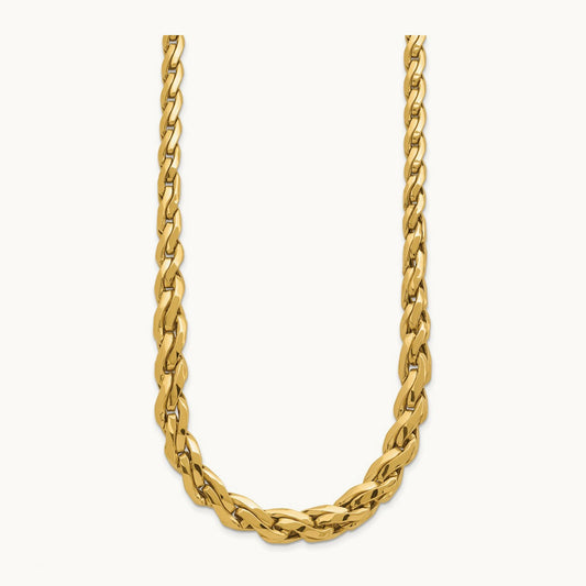 Polished Graduated Fancy Link 18in Necklace, 14K