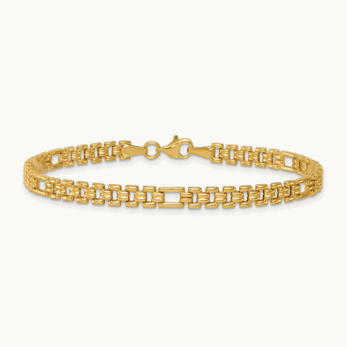 Polished Fancy Link 7.5in Bracelet, 14K