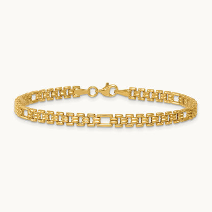 Polished Fancy Link 7.5in Bracelet, 14K