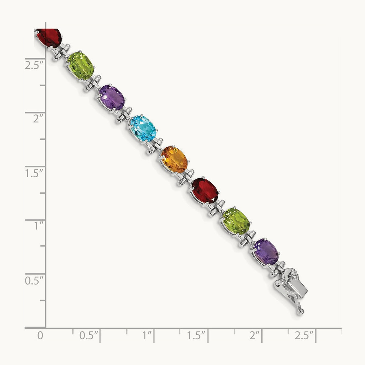 Rainbow Gemstone Bracelet, 14K White Gold