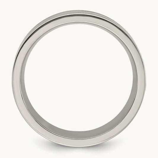 Polished with Black Resin and Wood Inlay Band, 8mm, Titanium