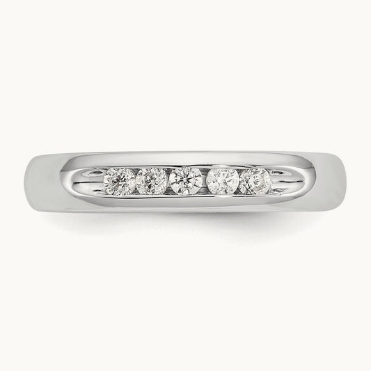 5-Stone Diamond Channel Band, 14K White Gold
