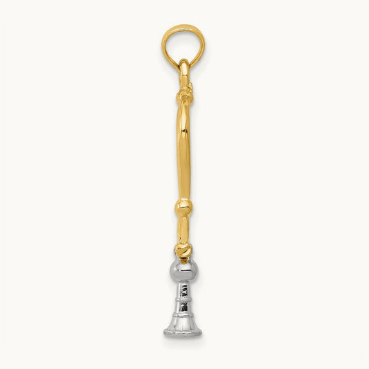 3-D Stethoscope Pendant — 14K Two-Tone Gold