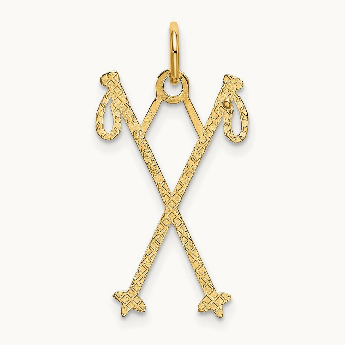 Ski Poles Charm, 14K
