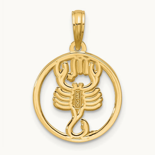 Polished Round Scorpio Pendant, 14K
