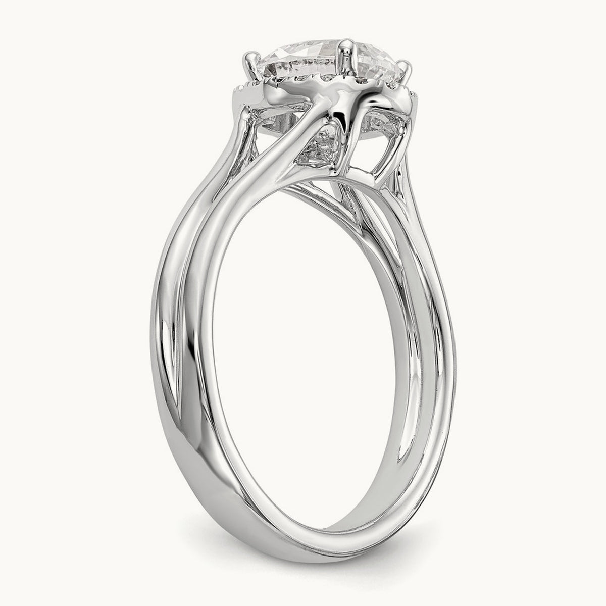 Oval Halo Semi-Mount Split Shank Engagement Ring — 1/7 ct, 7