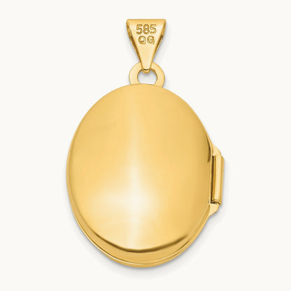 Enamel Leaves Oval Locket — 14K Yellow Gold