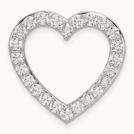 Heart Chain Slide, 1.50 ct tw Lab-Grown Diamond — 14K White Gold