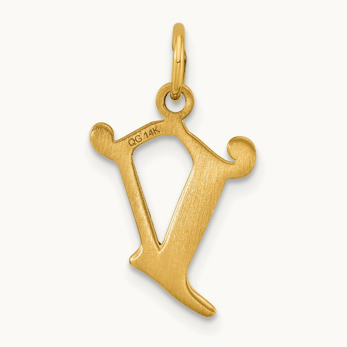 Diamond-cut Initial Charm — 14K Yellow Gold, V