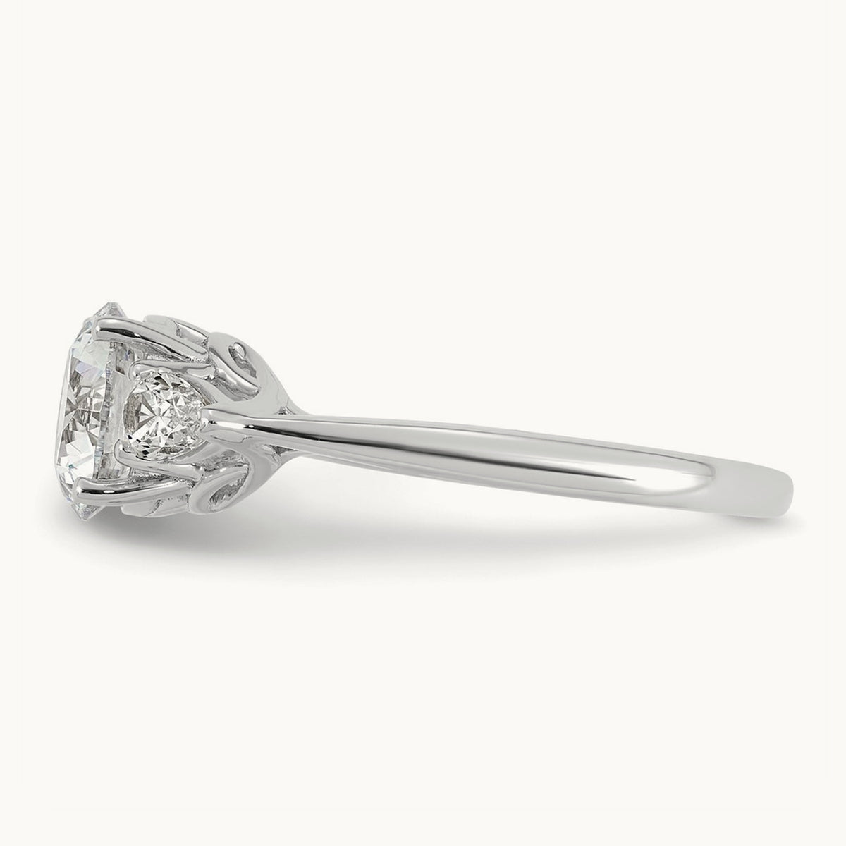 Round with Pear 3 Stone Engagement Ring, 1.25-3.50 ct tw Lab-Grown Diamond — 1 7/8 ct, 14K White Gold