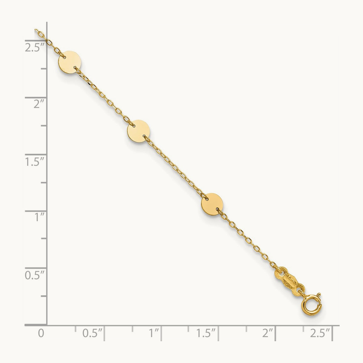 Polished Disc 9in Plus 1in extension Anklet — 14K Yellow Gold