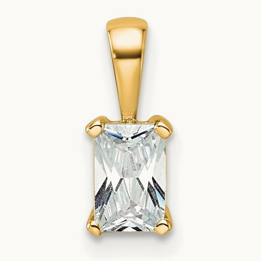 Radiant Four-Prong Pendant, 1/2-5 ct Lab-Grown Diamond — 14K Yellow Gold