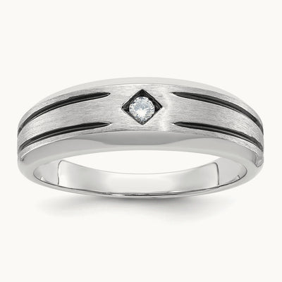 Men's w/Black Rhod Satin Diamond Complete Ring — IBGoodman — photo set
